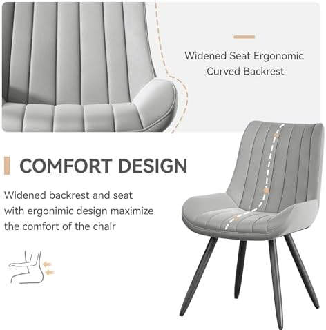 Dining Chairs Set of 2, Mid Century Modern Kitchen Chairs with Soft Cushion, ...