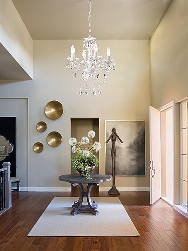 LaLuLa White Chandelier Mini Crystal Chandelier Lighting Hardwired Small Acry...