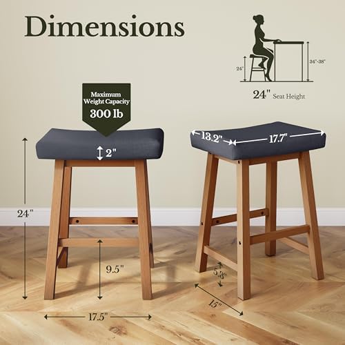 Yaheetech 24 Inch Counter Height Bar Stools Set of 3 Backless