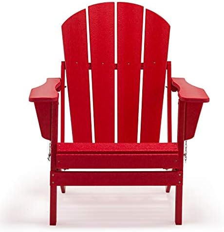 WO Home Furniture Laguna Folding Adirondack Chair, Red