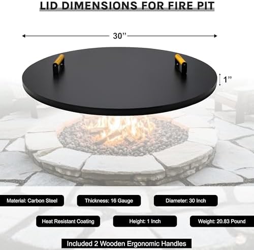 febtech - 30" round fire pit lid shown in use