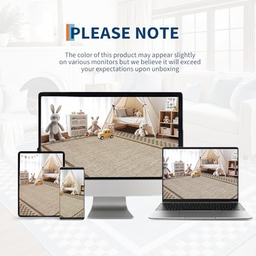 GarveeHome Modern Bordered 8x10 Washable Area Rugs for Living Room Bedroom