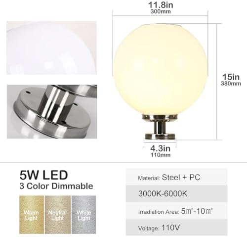 Globe Solar Post Lights Outdoor, 11.8" Waterproof Pillar Light, Column Lamp