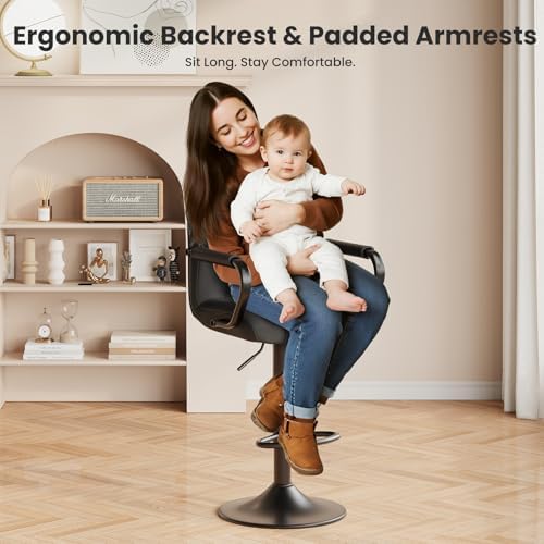 MALOL 3 Piece Bar Stool Set - Swivel High Chairs for Kitchen Island, Modern B...