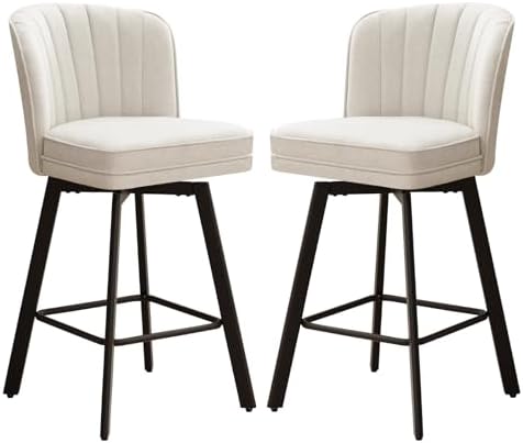 SAECKBERG Swivel Counter Height Bar Stools Set of 2, 26'' Modern Bars...