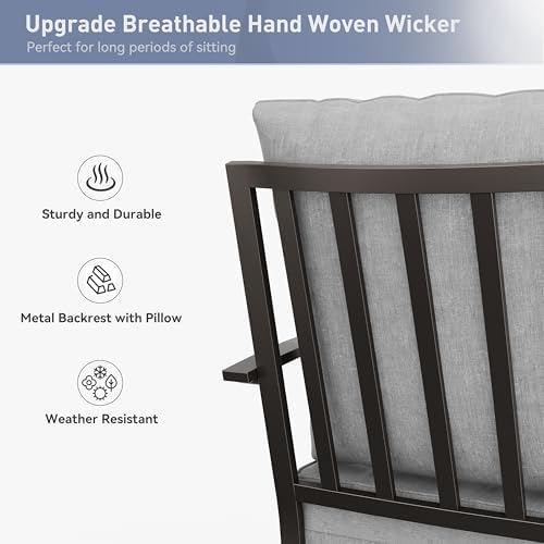 Kurapika 7 Piece Metal Moden Outdoor Patio Furniture Set with Round Fire Pit ...