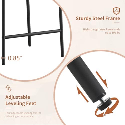 Furnilivng 24'' Bar Stools Set of 3, Modern Boucle Counter Height Bar...