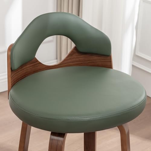 25.2" Swivel Bar Stools Set of 2,Mid Century Modern Faux Leather Barstoo...