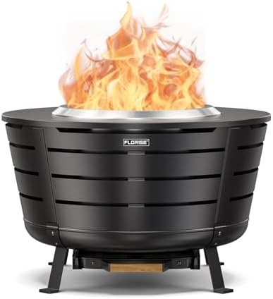 26.5 Inch Smokeless Fire Pit, Outdoor Large Wood Burning Bonfire Fireplace