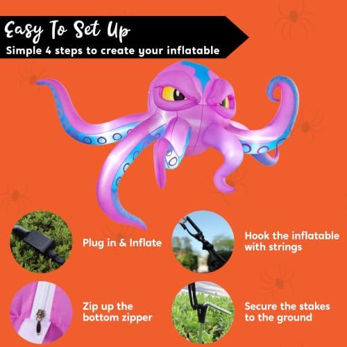 JOYIN 10FT Long Halloween Inflatable Rooftop Octopus Decoration with Built-in...