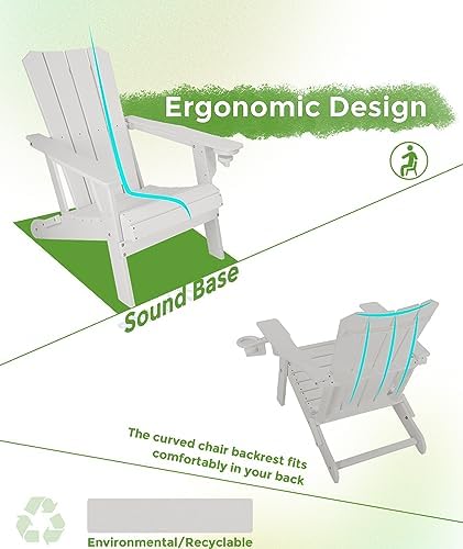 GARDENSTAR Adirondack Chair Oversized Folding Adirondack Chairs Recyclable HD...