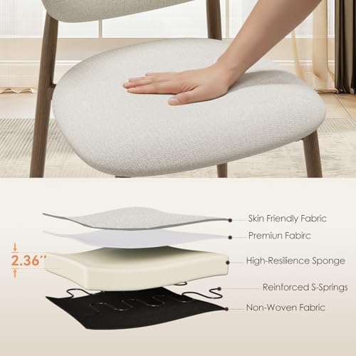 MALOL Dining Chairs Set of 4, Curved Back Kitchen Room Chairs with Metal Legs...