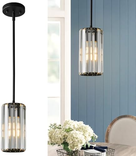 Black Pendant Lighting Modern Pendant Light Mini Crystal Chandeliers Adjustab...