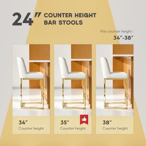 Ollega 24" White and Gold Counter Height Bar Stools Set of 2