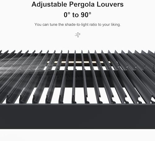 PURPLE LEAF Louvered Pergola 12' x 14' 94AS LED Strip Light Windproof