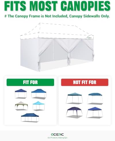 ACEPIC 10x20ft Canopy Sidewalls with Door, Black (6PCS, Frame Not Included)