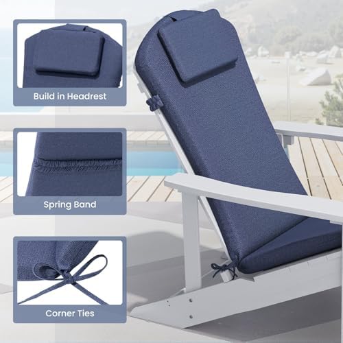 50x20 In Adirondack Chair Cushion Set of 2, Patio Chair Cushion w/Headrest