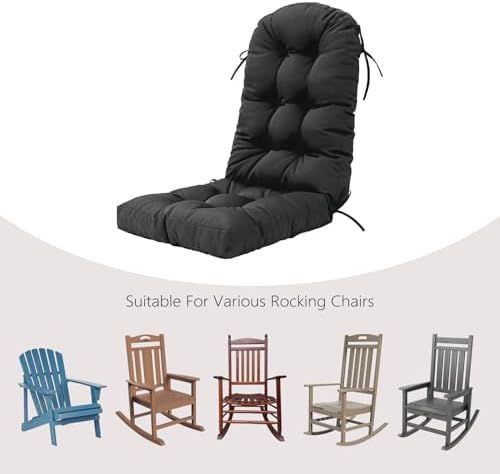 Outdoor Rocking Chair Cushion Set of 2 for Adirondack Chair, High Back Patio ...