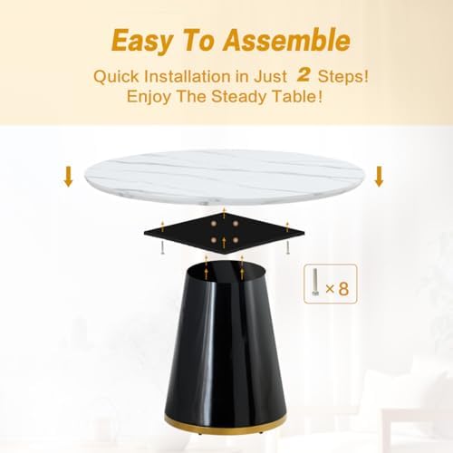 Round Dining Table Set for 6, Modern Round Dining Table Small 45 Inch Dinner ...