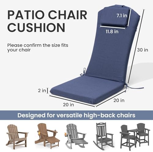 50x20 In Adirondack Chair Cushion Set of 2, Patio Chair Cushion w/Headrest