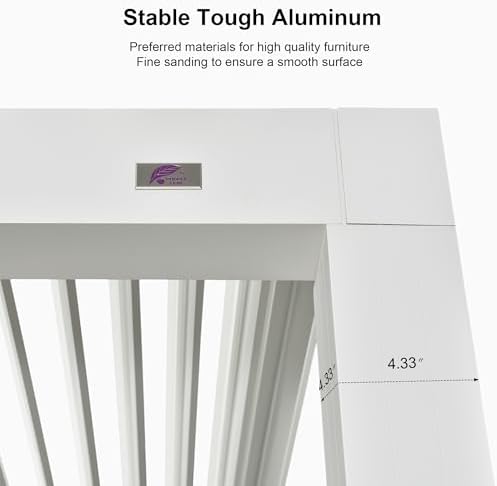 PURPLE LEAF Louvered Pergola 12' x 20' White Adjustable Hardtop for P...