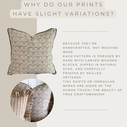 Palm & Loom 100% Cotton Linen Cushion Cover - Aira Decorative Throw Pillo...