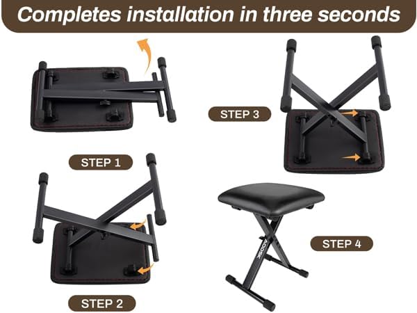 AODSK Keyboard Bench X-Style Cushion Padded,Piano Bench Adjustable Collapsibl...