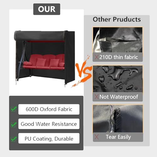 FLYMEI Outdoor Swing Cover 3Seater, 87'' (L) x 60''(W) x 72&#...