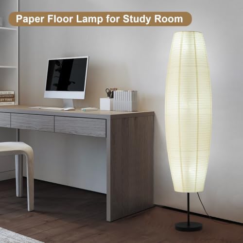Off-White Paper Lamp Paper Floor Lamp, 3-Lights Bulbs Included