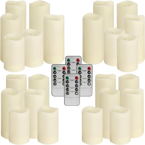 YOROXRG Set of 24 Waterproof Outdoor Flameless Candles, LED Candles with 4 Re...