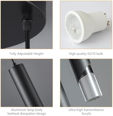 Modern Pendant Light Kitchen Light Fixture Dimmable LED Black Mini Pendant Li...