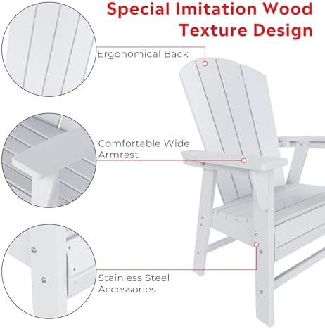 Costaelm Fire Pit Chairs, Outdoor Chair HDPE Adirondack Chair, Modern Patio P...