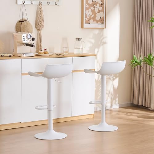 YOUNIKE Bar Stools Set of 2 Counter Height Chairs Modern Barstools White