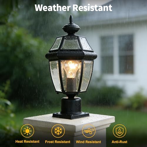 Kalium Outdoor Post Lights, 15" Lamp Post Light Fixture Waterproof Alumi...