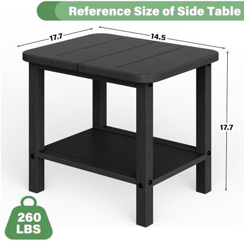 Patio Side Table, Small Rectangular HDPE Adirondack End Table for Outdoor Use...