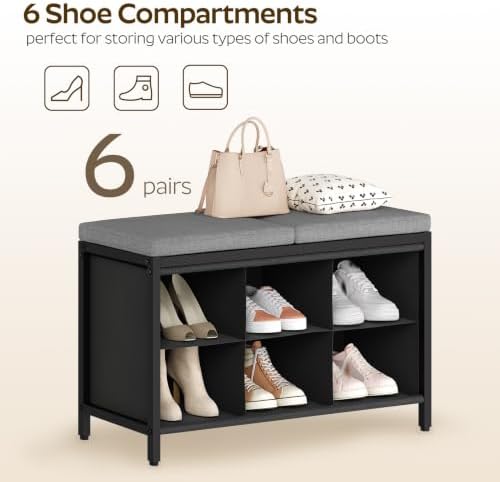 YATINEY Shoe Storage Bench with Cushion, Entryway Bench, Shoe Rack with Padde...