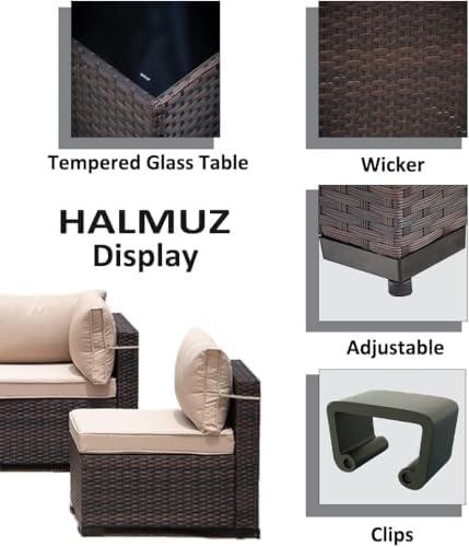 7 Pieces Outdoor Patio Furniture Sets,Wicker Conversation Set Sectional Sofa,...