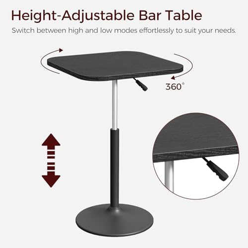 MAHANCRIS Bar Table, Height-Adjustable Pub Table 26.8-36.2 Inches, Cocktail T...