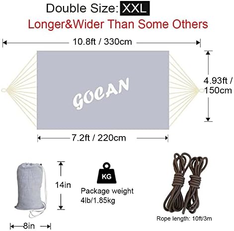 GOCAN Hammocks Double 2 Person Extra Large Fabric Size 220 x 150cm