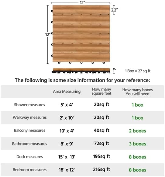Yaheetech 27PCS Interlocking Deck Tiles Outdoor Patio Floor, Natural Wood