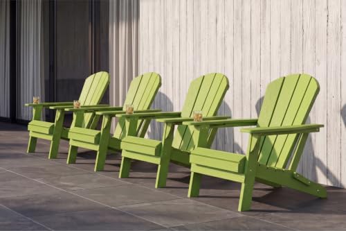 Folding Adirondack Chairs Set of 6 with Cup Holders, Heavy Duty HDPE Plastic ...