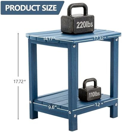 Adirondack Small Outdoor Side Table - Weatherproof HDPE Patio End Table with ...