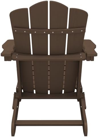 KINGYES Folding Adirondack Chair Set of 2 with Cup Holder, Coffee