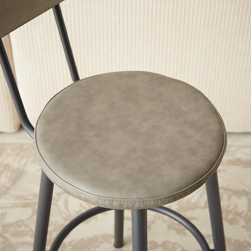 Long Bar Table Set with 3 PU Upholstered Bar Stools, Industrial Bar Table and...