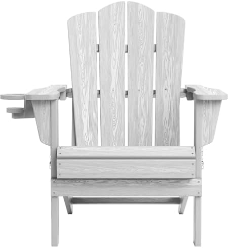 KINGYES Folding Adirondack Chair with Cup Holder, Silver Grey