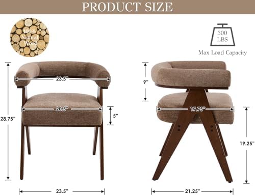 CIMOTA Barrel Wooden Dining Chairs with Arms Set of 6, Farmhouse Fabric Uphol...