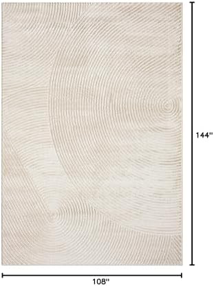 Abani Neutral Beige Area Rug | 9' x 12' Tan Geometric Carpet with Zen...