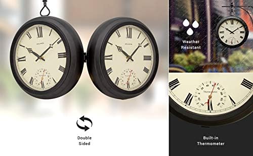 AcuRite 9-Inch Indoor/Outdoor Double-Sided Hanging Clock with 360-Degree Spin...
