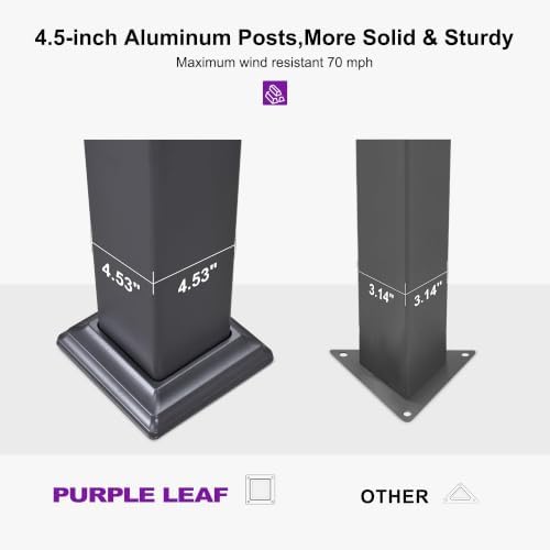 PURPLE LEAF 92KS Aluminum Pergola 11.5' x 15' with LED Strip Lights, ...