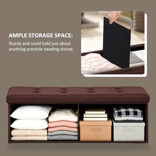 SUPER DEAL 43 Inches Foldable Storage Ottoman Bench - 660 LBS Collapsible Spa...